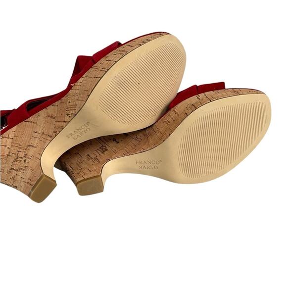 Franco Sarto Red Wedge Sandals with Cork Heel Sz 10 - Picture 5 of 14
